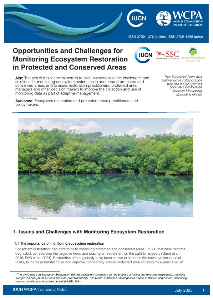 世界自然保护联盟IUCN：2025年受保护和保留区域生态系统恢复监测的机遇与挑战报告（英文版）海报