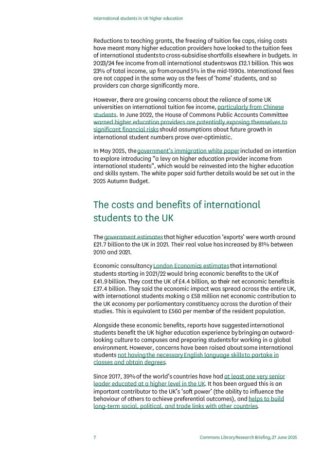 英国下议院图书馆：2025年英国高等教育中的国际学生研究报告（英文版）_第7页