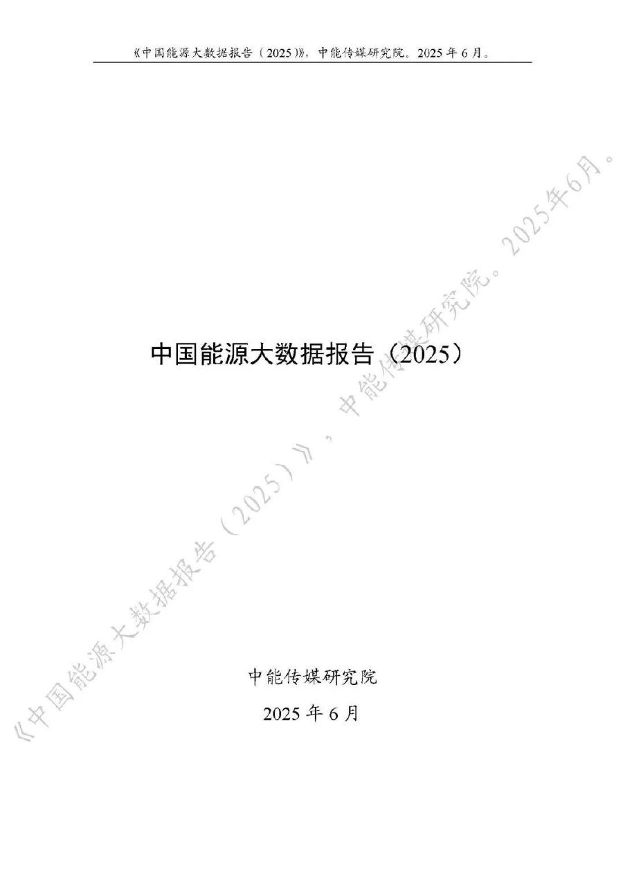 中能传媒研究院：中国能源大数据报告（2025）