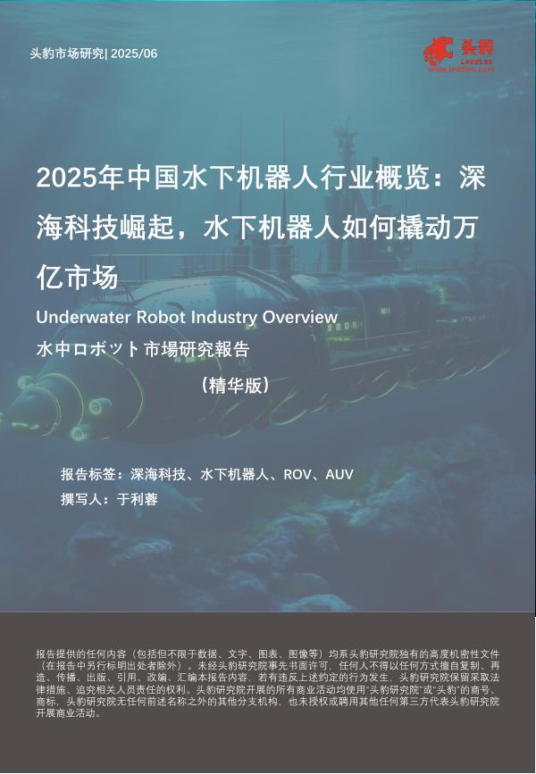 头豹研究院：2025年中国水下机器人行业概览：深海科技崛起，水下机器人如何撬动万亿市场（精华版）海报