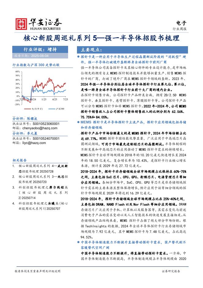 华安证券：电子行业周报：核心新股周巡礼系列5—强一半导体招股书梳理海报