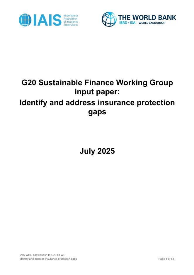 国际保险监督官协会（IAIS）：2025年G20可持续金融工作组输入文件：识别和解决保险保障缺口报告（英文版）