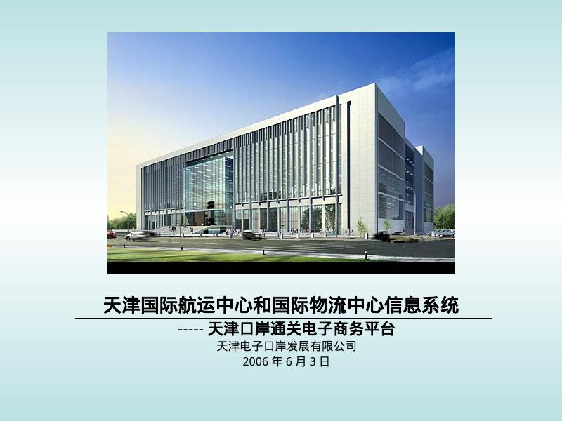 天津电子口公司：2006年天津国际航运中心和国际物流中心信息系统报告