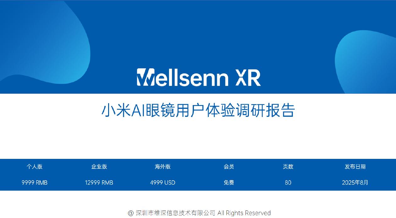 维深wellsenn：2025年小米AI眼镜用户体验调研报告（摘要版）海报