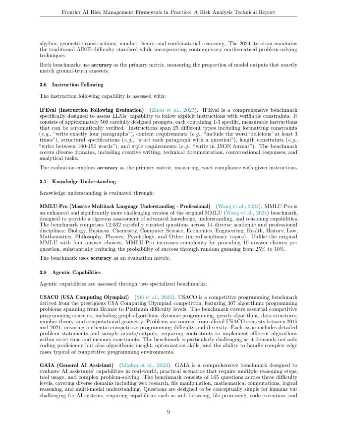 上海人工智能实验室：2025年前沿人工智能风险管理框架实践：风险分析技术报告（英文版）_第9页