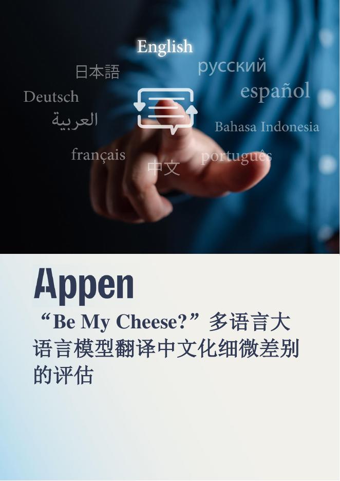 “Be My Cheese”多语言大语言模型翻译中文化细微差别的评估