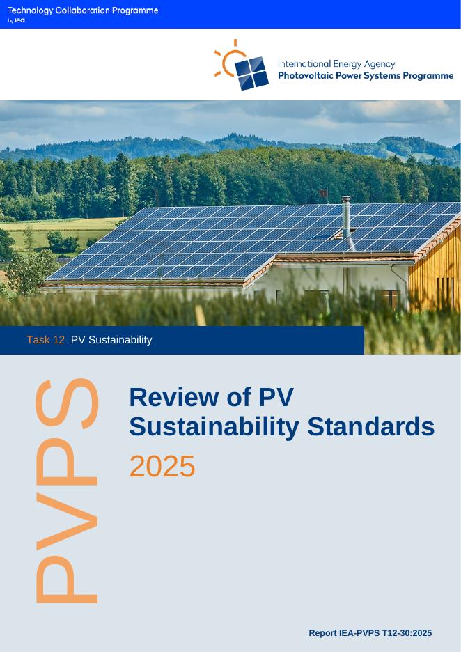IEA PVPS：2025年光伏行业可持续发展标准综述报告（英文版）
