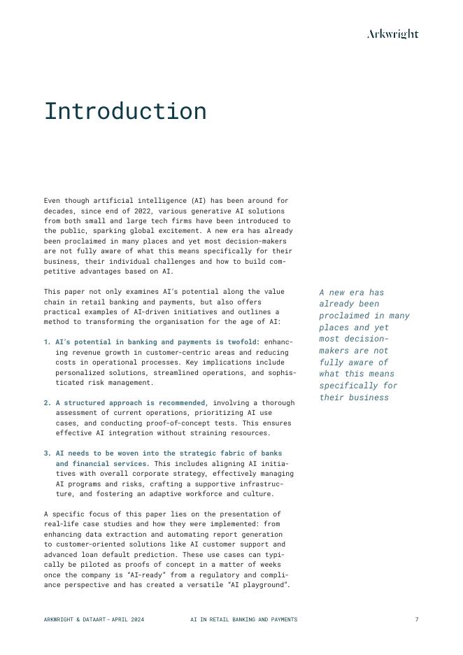 Arkwright Consulting：2024年零售银行与支付领域中的人工智能：机遇与实际用例报告（英文版）_第7页