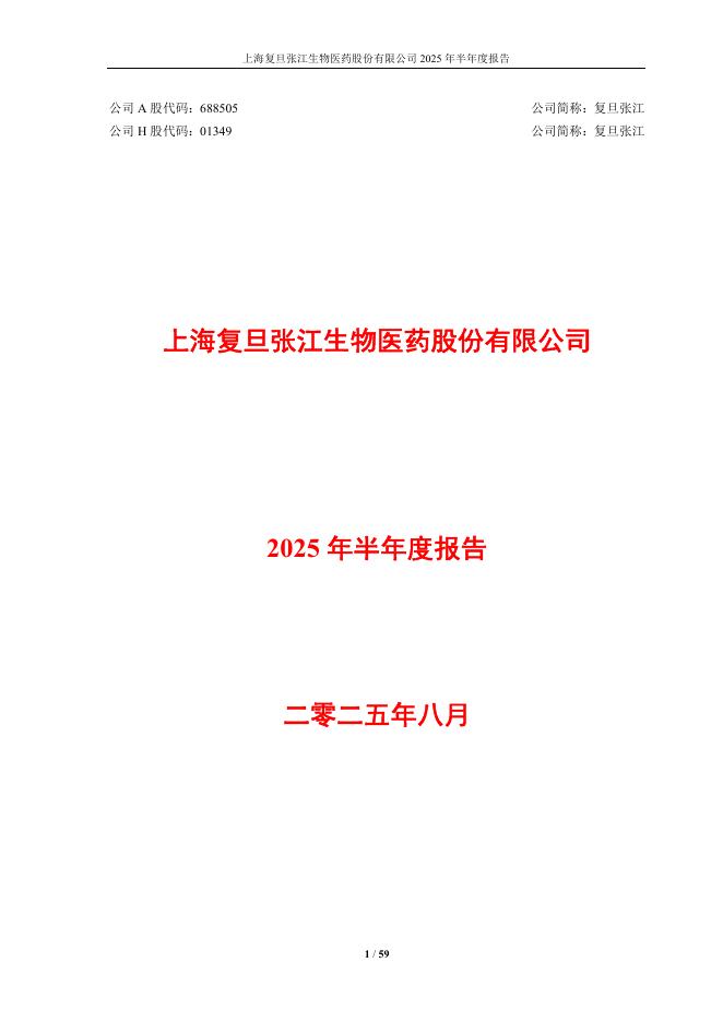 688505-复旦张江：复旦张江2025年半年度报告