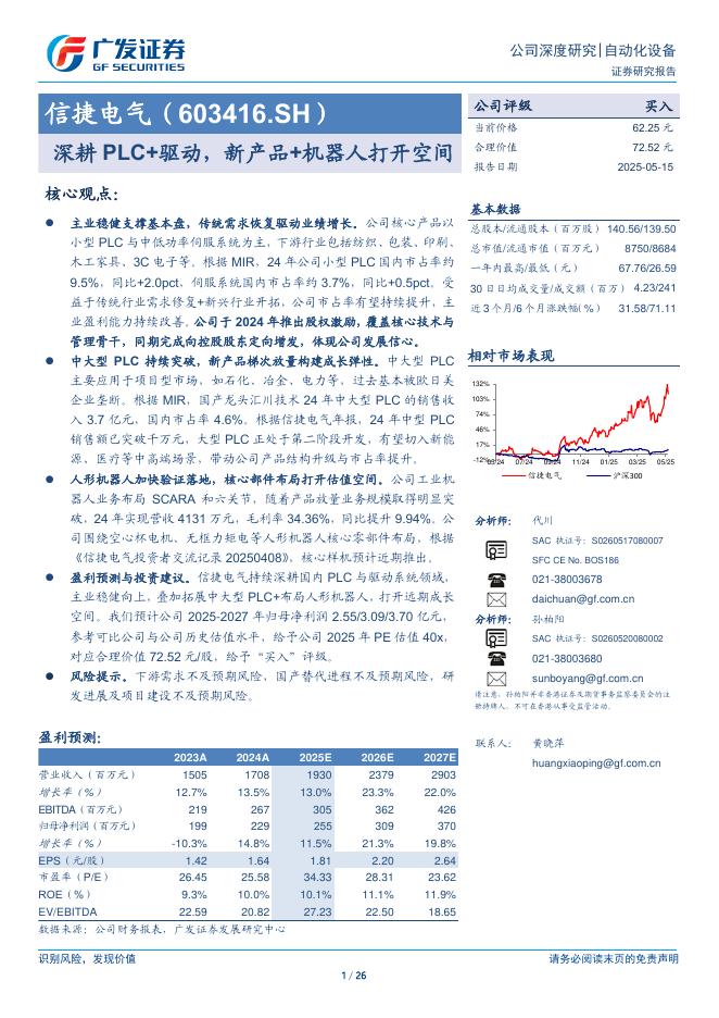 广发证券：信捷电气（603416.SH）-公司研究报告-深耕PLC+驱动，新产品+机器人打开空间海报
