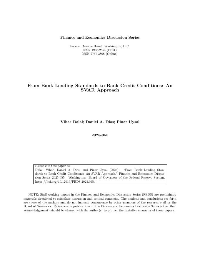 美联储：从银行贷款标准到银行信贷条件：一种SVAR方法（英文版）