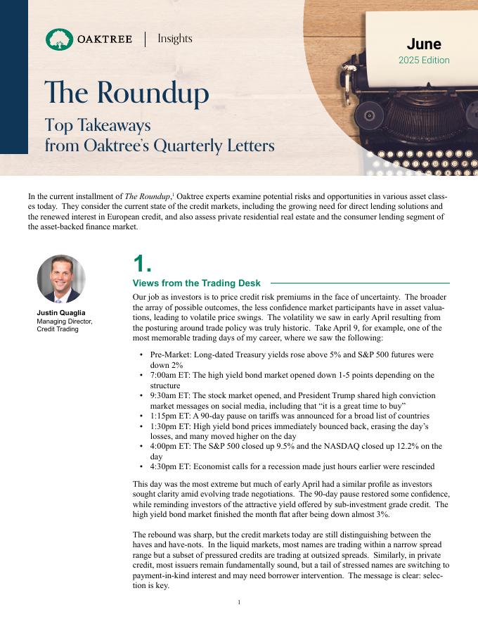 OakTree Capital：2025年综述：橡树资本季度信件中的重要观点报告-六月版（英文版）海报