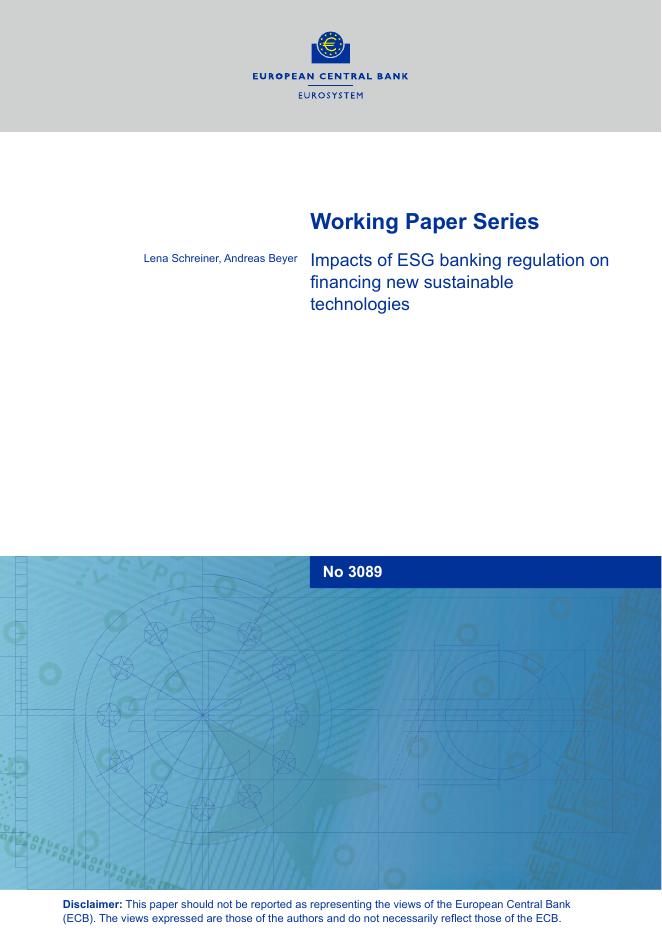欧洲央行：ESG银行监管对新可持续技术融资的影响（英文版）
