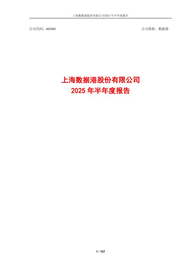 603881-数据港：上海数据港股份有限公司2025年半年度报告