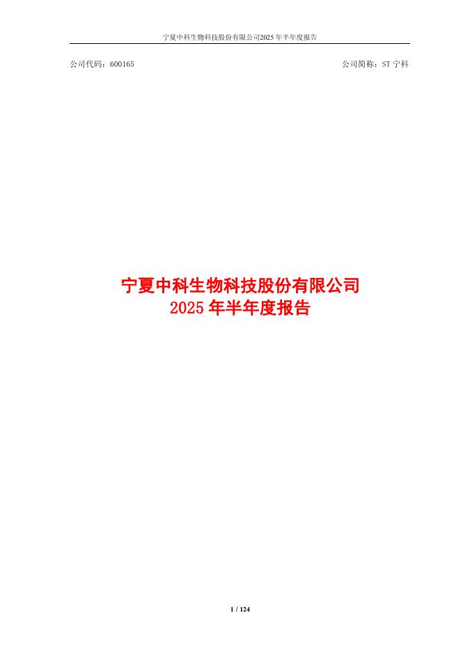 600165-ST宁科：ST宁科2025年半年度报告