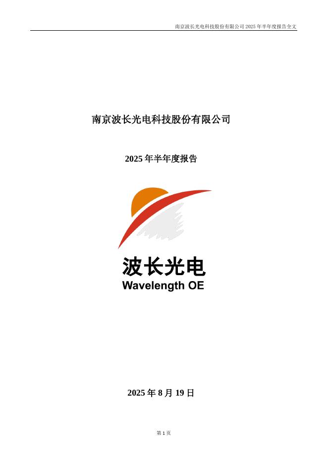 301421-波长光电：2025年半年度报告