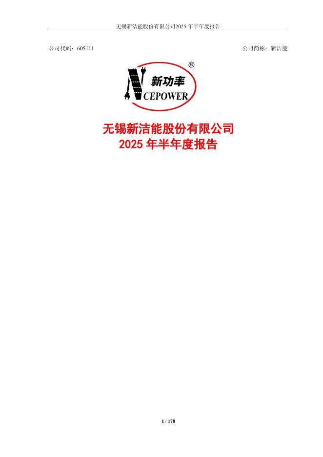 605111-新洁能：2025年半年度报告