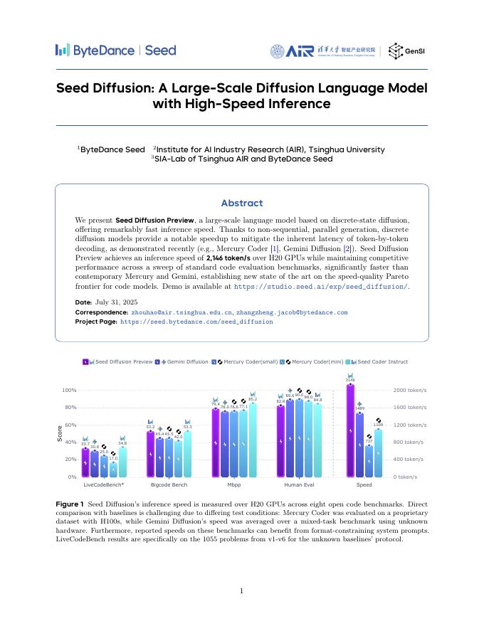 字节跳动：2025年扩散语言模型Seed Diffusion预览版技术报告（英文版）海报