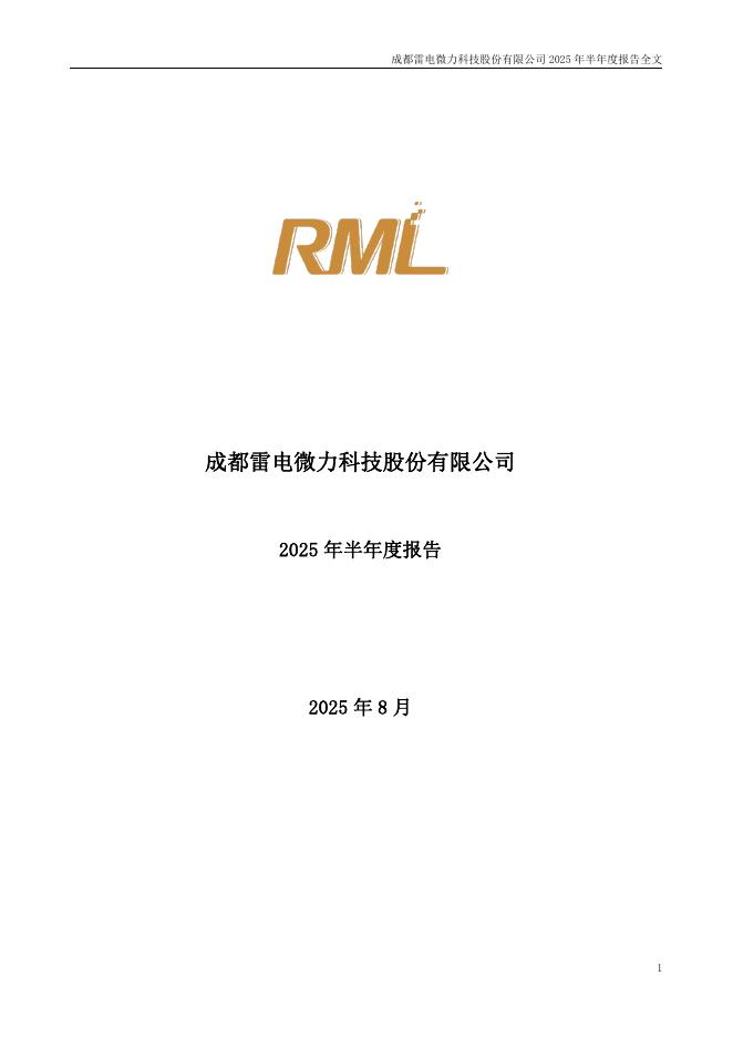 301050-雷电微力：2025年半年度报告