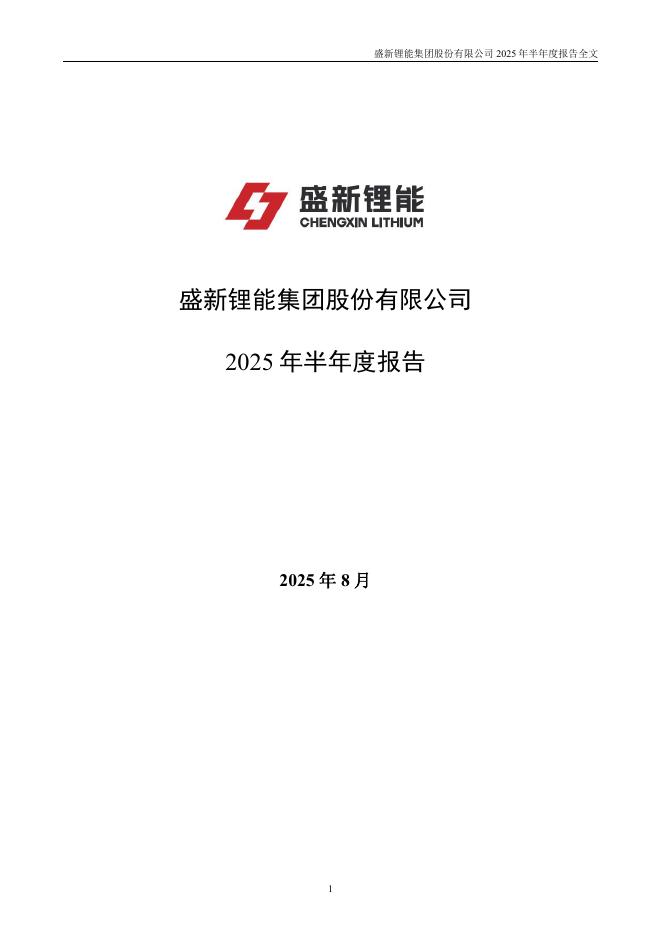 002240-盛新锂能：2025年半年度报告