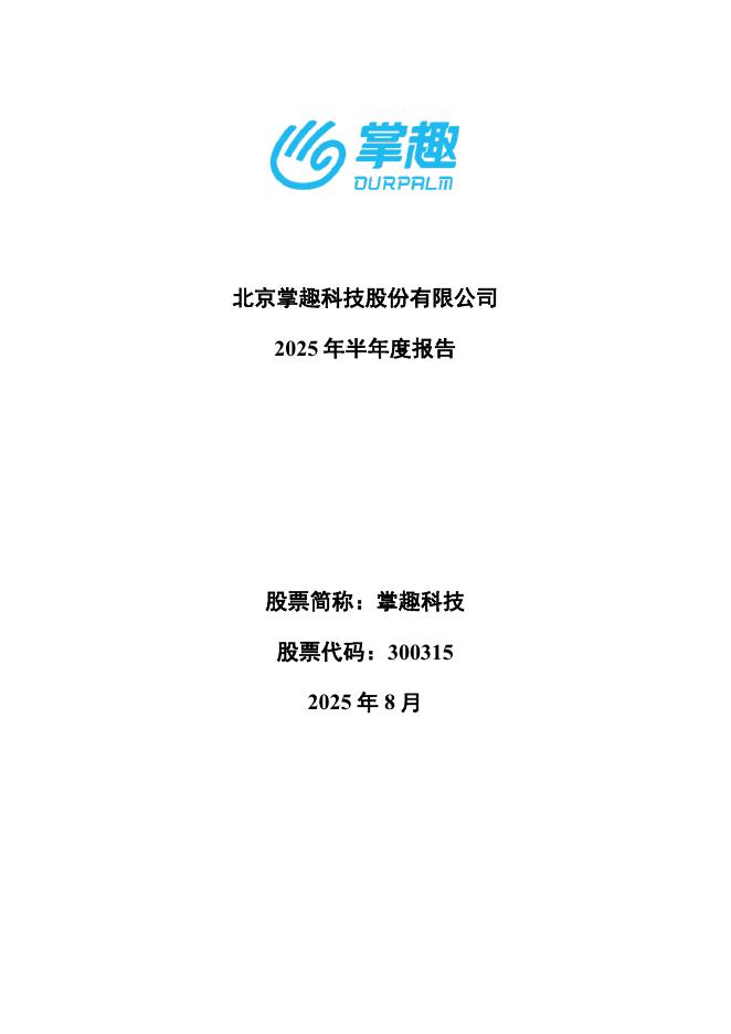 300315-掌趣科技：2025年半年度报告