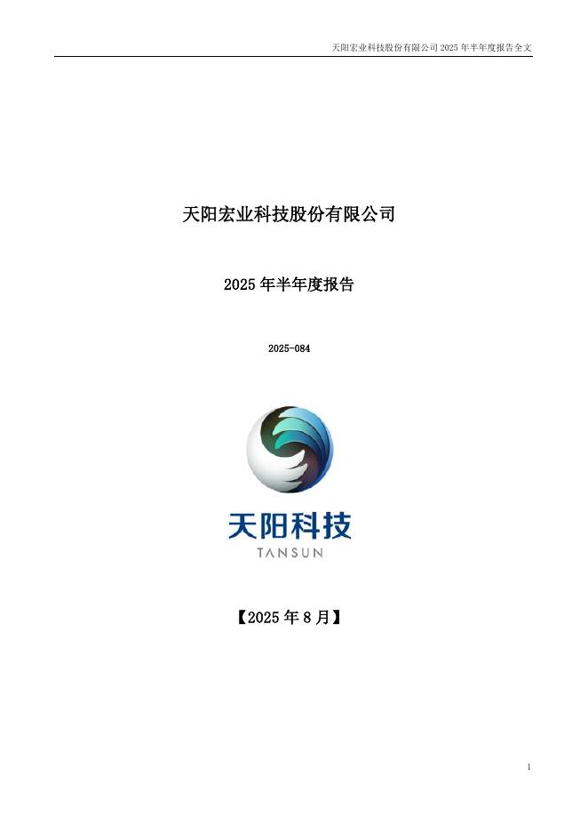 300872-天阳科技：2025年半年度报告