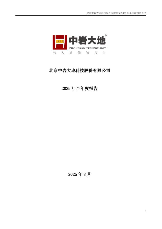 003001-中岩大地：2025年半年度报告