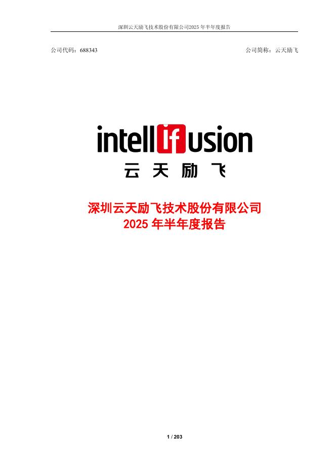 688343-云天励飞：2025年半年度报告