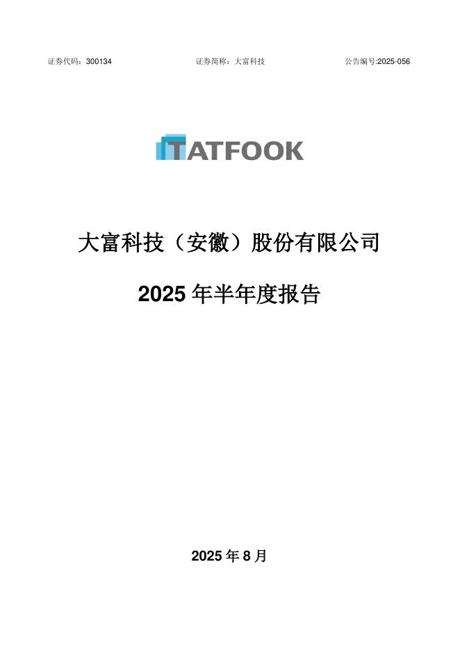 300134-大富科技：2025年半年度报告