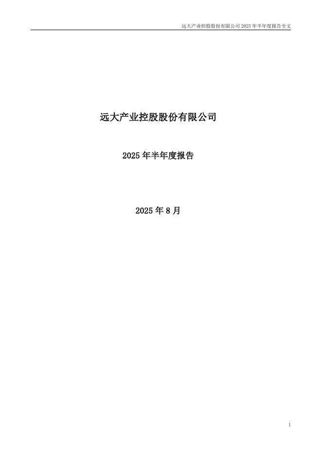 000626-远大控股：2025年半年度报告