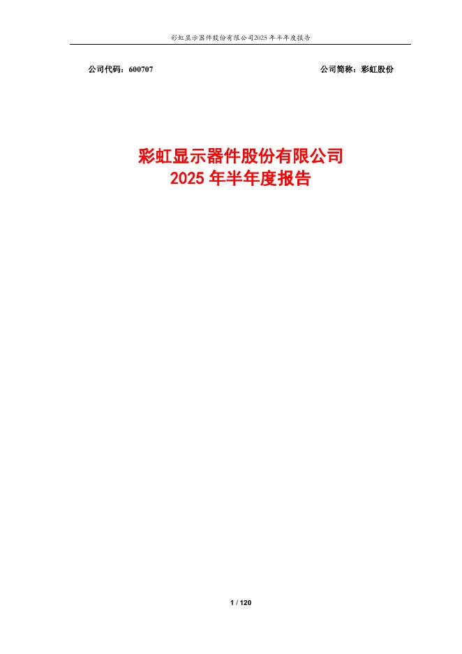 600707-彩虹股份：彩虹股份2025年半年度报告