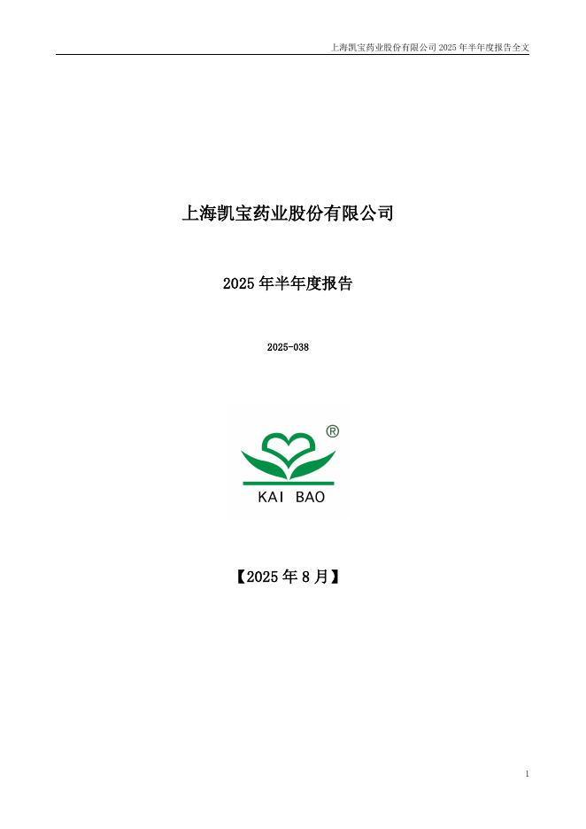 300039-上海凯宝：2025年半年度报告