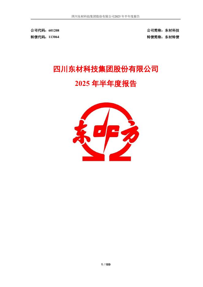 113064-东材科技：四川东材科技集团股份有限公司2025年半年度报告