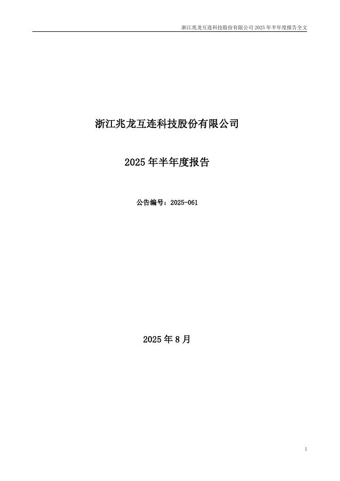 300913-兆龙互连：2025年半年度报告