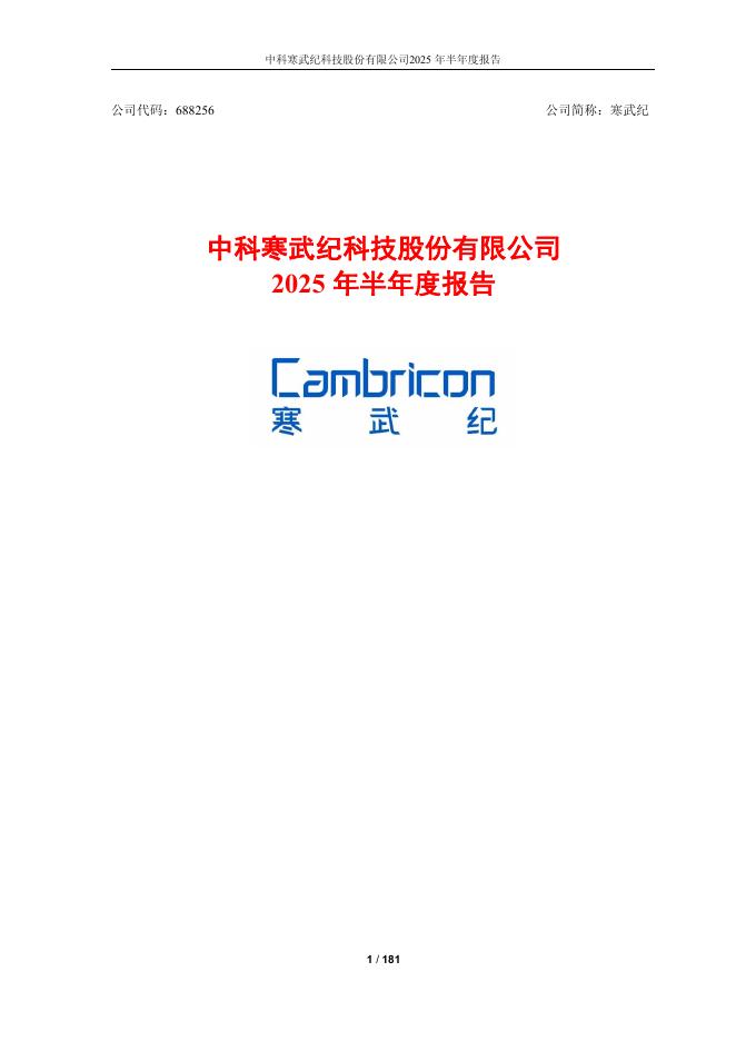 寒武纪：2025年半年度报告海报