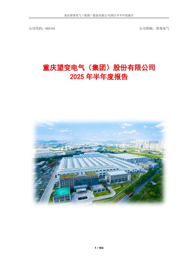 603191-望变电气：2025年半年度报告