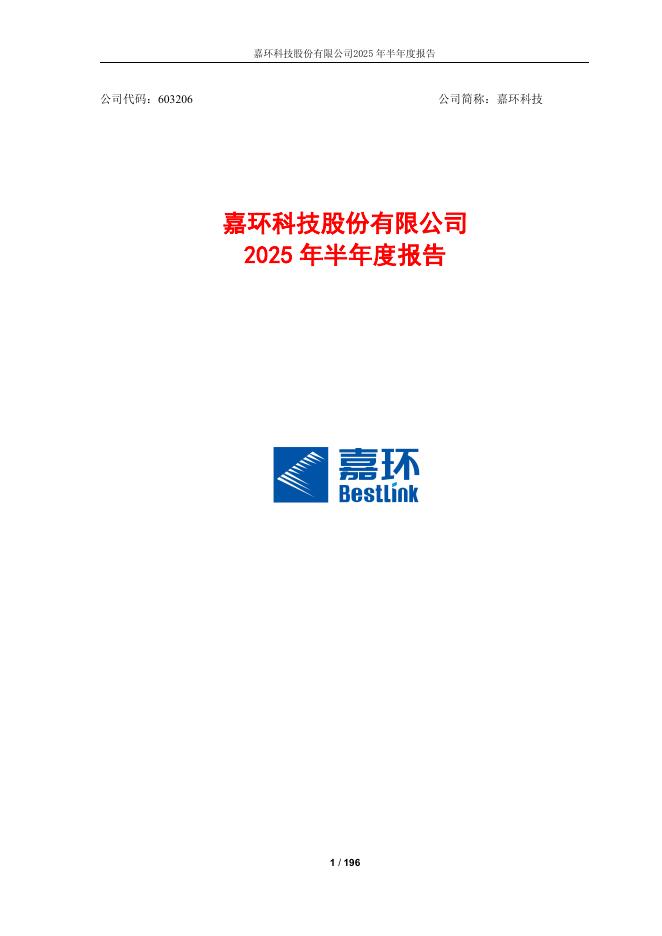 603206-嘉环科技：2025年半年度报告