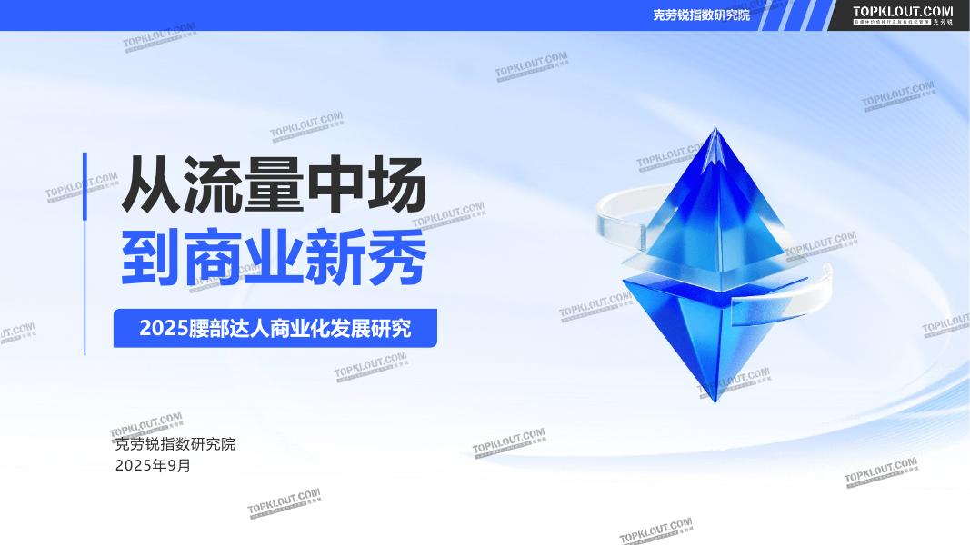 克劳锐指数研究院：2025年腰部达人商业化发展研究报告海报