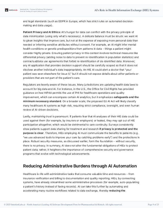 IntuitionLabs：2025年人工智能在健康信息交换（HIE）系统中的作用研究报告（英文版）_第9页