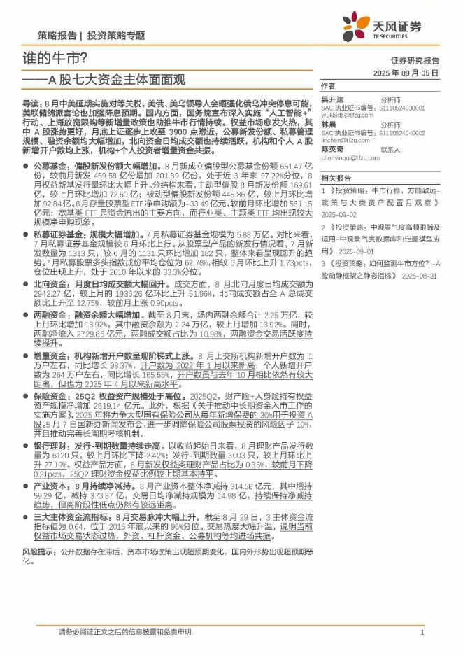 天风证券：谁的牛市？——A股七大资金主体面面观海报