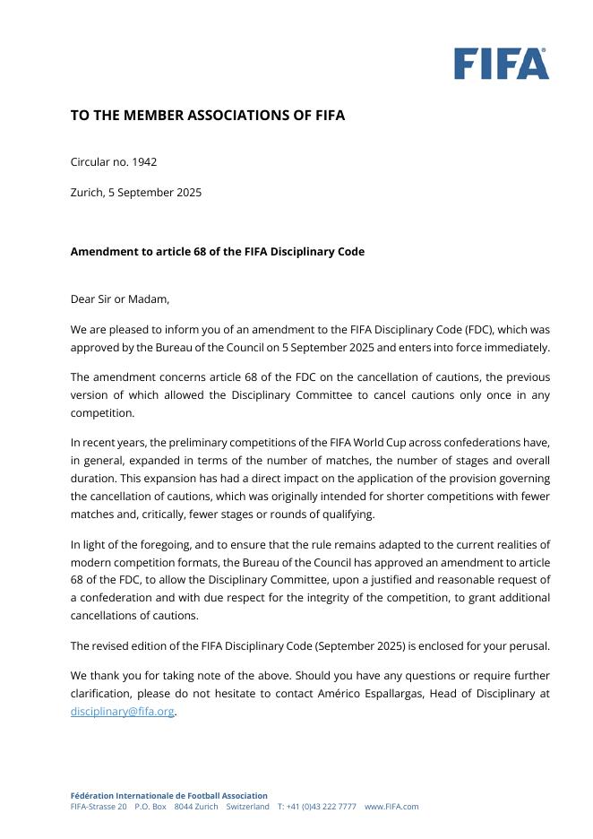 国际足联（FIFA）：2025年9月版国际足联纪律守则报告（英文版）海报