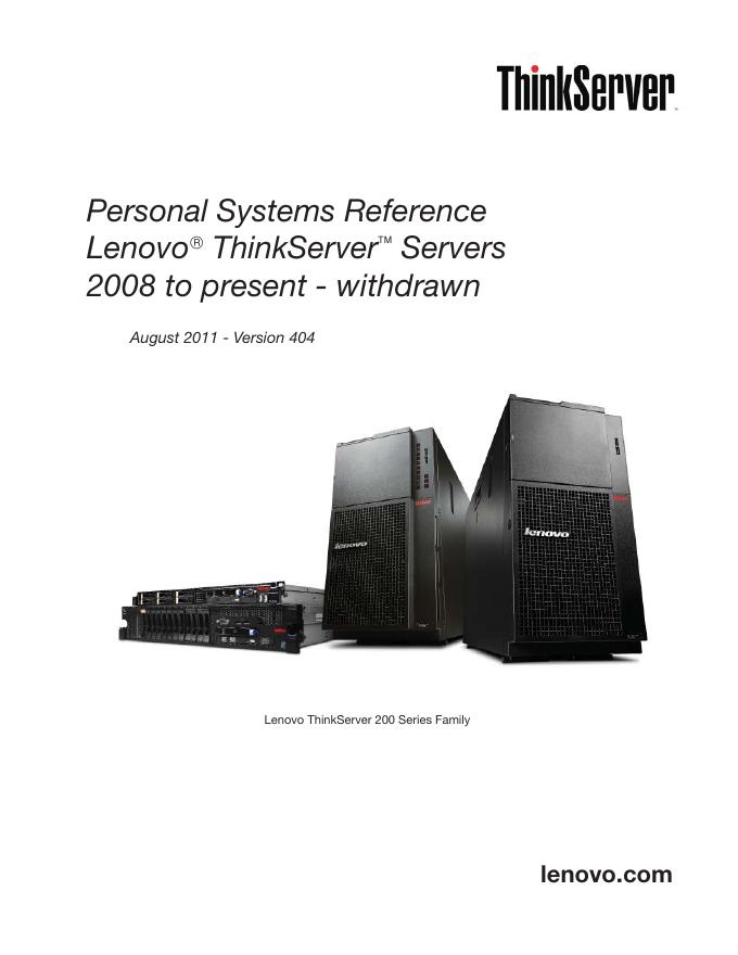 Lenovo ThinkServer Servers 2008 to present - withdrawn August 2011 - Version 404 说明书