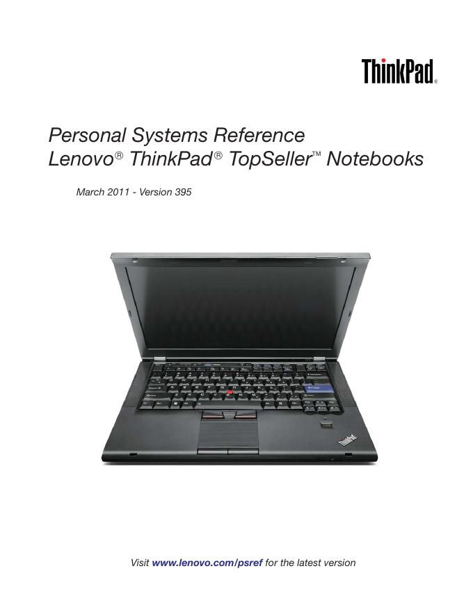 Lenovo ThinkPad TopSeller Notebooks March 2011 - Version 395 说明书