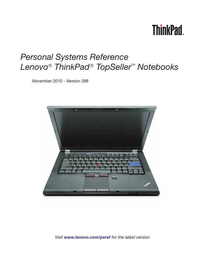 Lenovo ThinkPad  TopSeller   Notebooks  November 2010 - Version 38 说明书