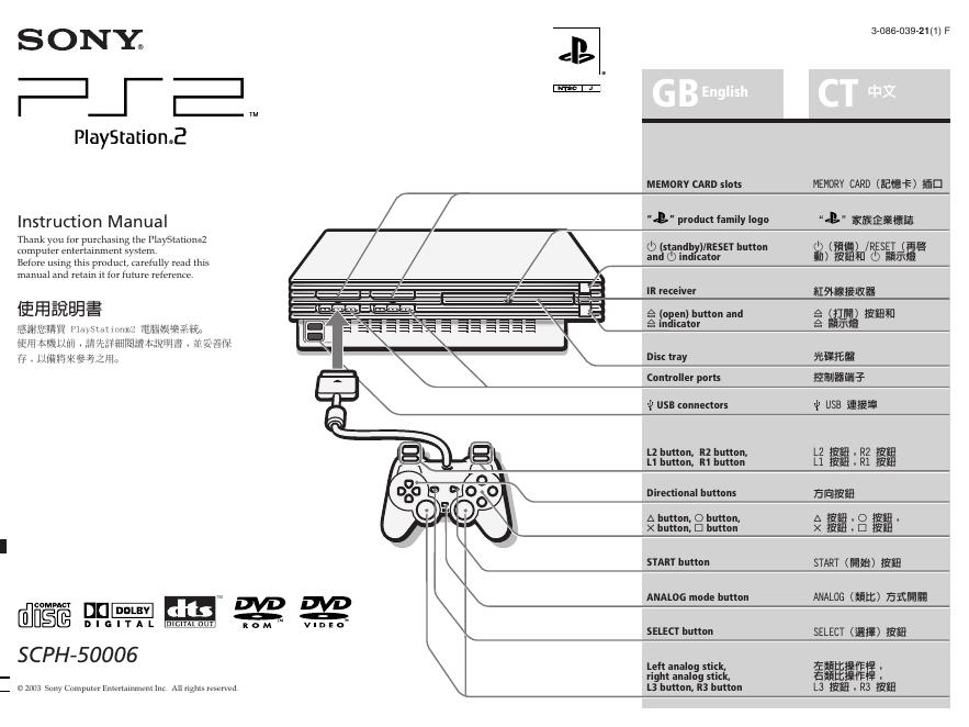 SONY PlayStation2 使用说明书
