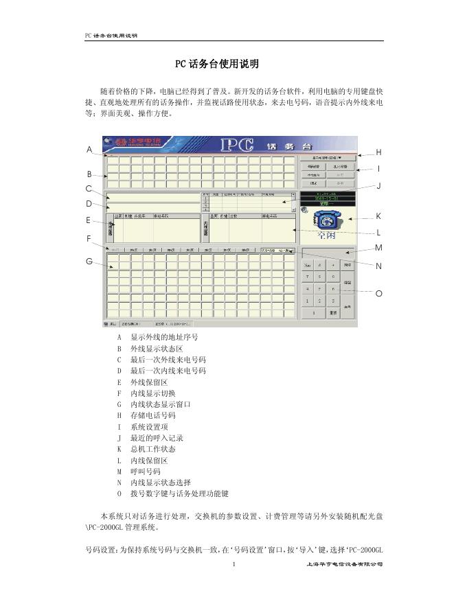 PC 话务台  使用说明