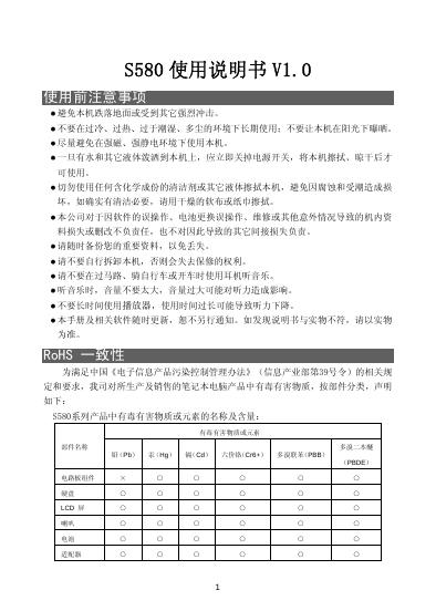 爱国者 S580 使用说明书V1.0