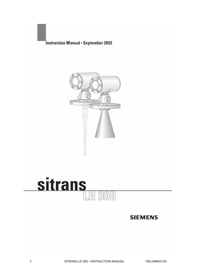 SITRANS LR 300—INSTRUCTION MANUAL   说明书