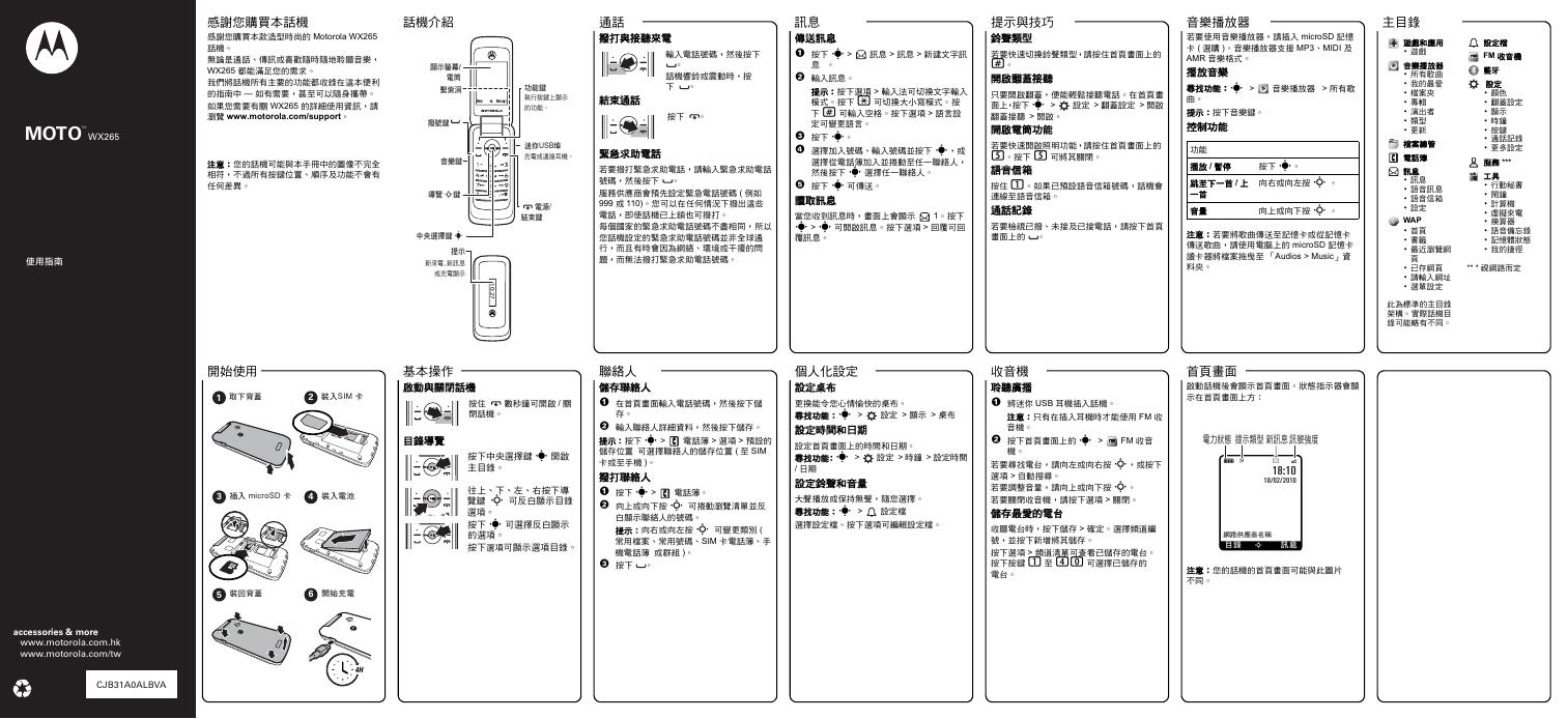 MOTO WX265 使用说明书