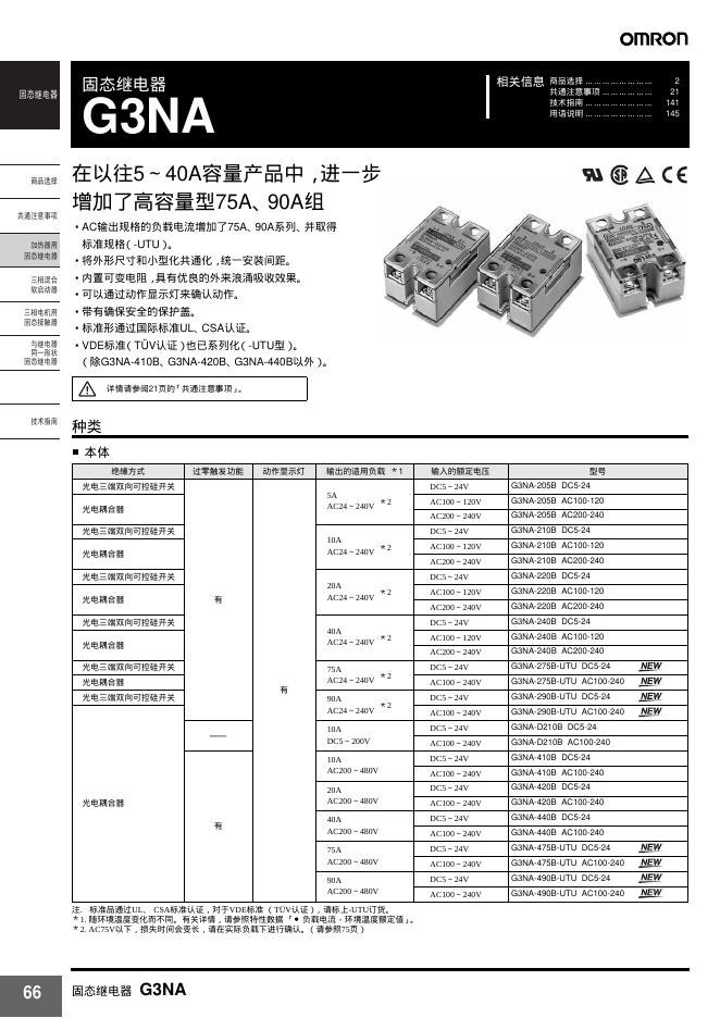 omron G3NA固态继电器 说明书